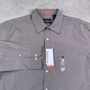 NEW Van Heusen Shirt Mens Large‎ Brown Traveler Classic Fit Commuter NWT
